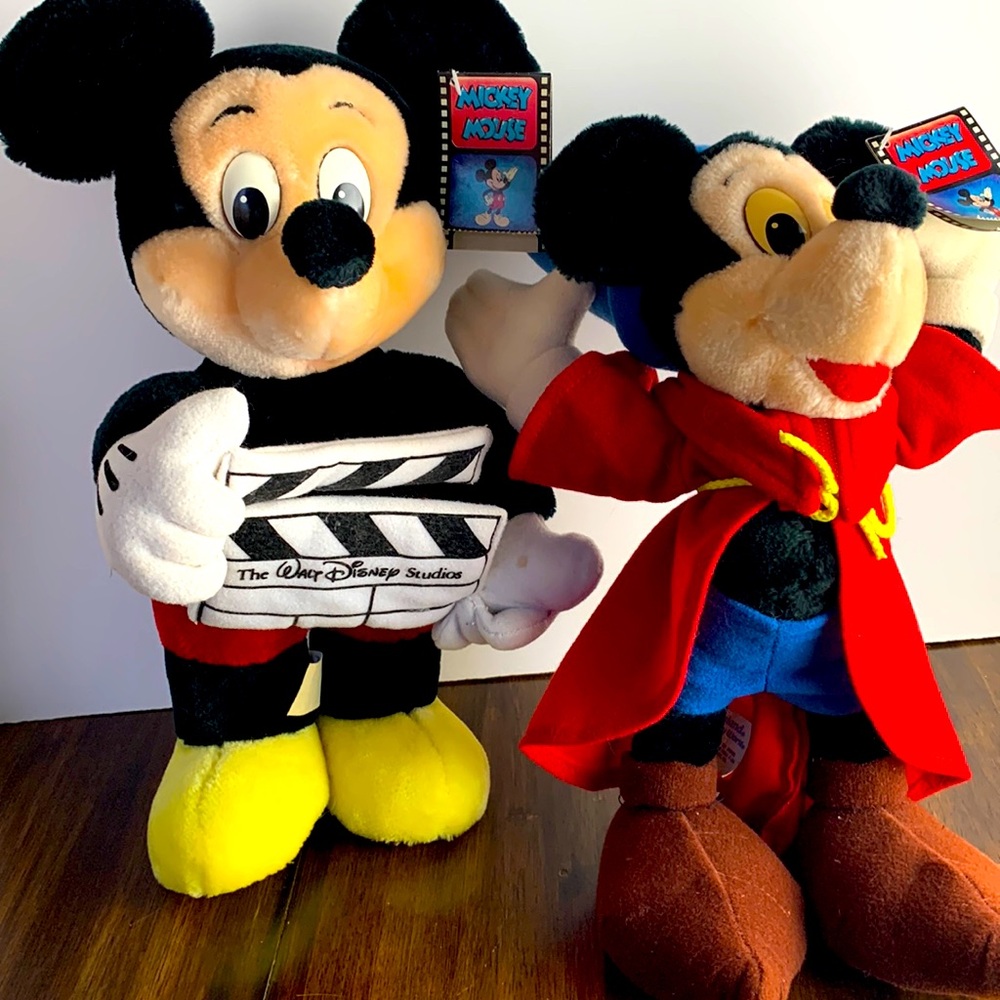 Lot of 2 Vintage 1980s Disney Mickey Mouse Plush Stuffed Animal with tags